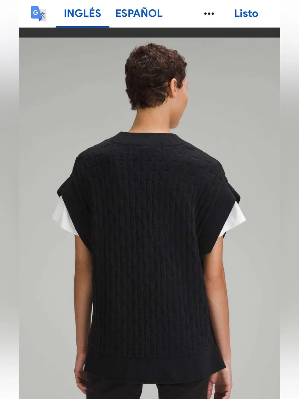 lululemon athletica Black V-Neck Cable Knit Sweater Vest for Women’s Sz XL